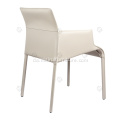 ltaliske minimalistiske hvide sadel læder armlæn stole